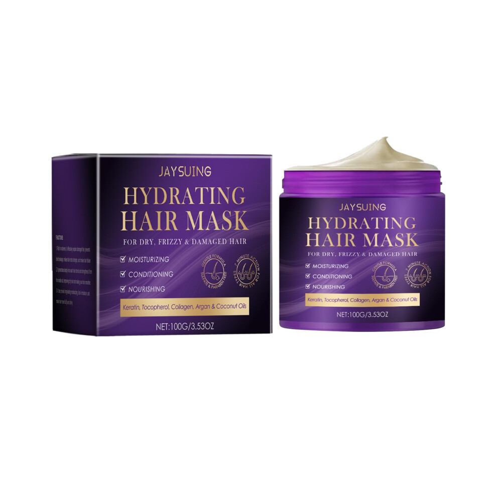Hair Mask for Dry Damaged Frizzy Hair with Keratin Collagen Argan Oil Deep Conditioning 100g