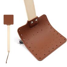 Leather Fly Swatter with Long Wooden Handle for Insect, Mosquito, Wasp and Pest Control