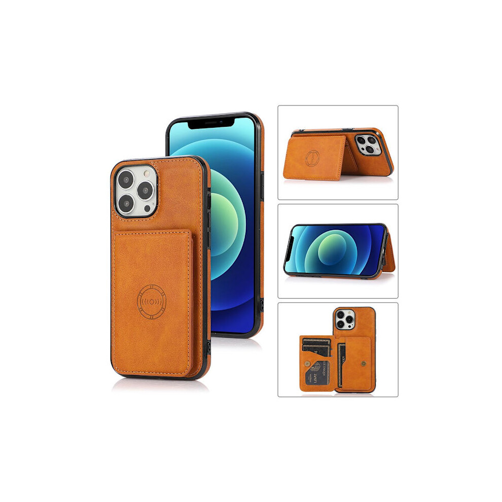 Compatible With Iphone 14 Pro Max - Elegant Floveme Case With Card Holder Light Brown 9175034122446