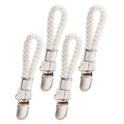 Lot de 4 pinces à serviettes blanches
