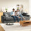 Modern 3 Seat Corduroy Sofa Couches 256cm Grey 6