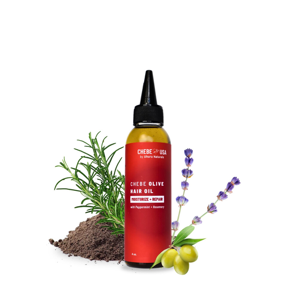 Chebe Hair Oil with Olive Oil for Hair Growth, Deep Hydration and Breakage Reduction, 4 Oz