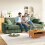 256cm 4 Seater Modern Corduroy Sofa with 2 Throw Pillows for Living Room 6