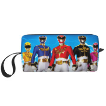 Power Rangers make-up tasje voor dames, klein toilettasje, reistasje, draagbaar etui, opbergtasje, wit