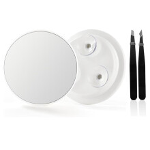 Miroir double face - Miroir de poche avec poignée - Miroir de maquillage grossissant 1x/2x - Miroir de poche rond - Noir