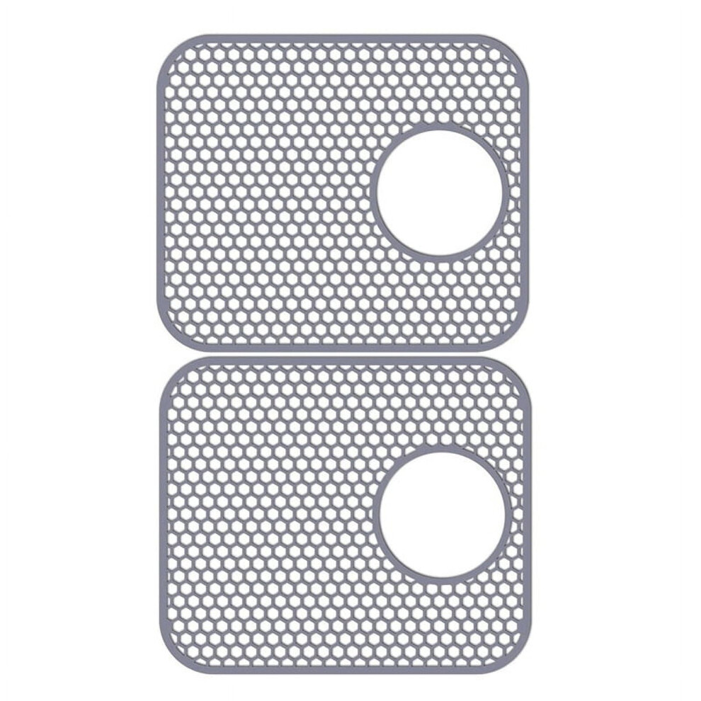 Silicone Sink Mat, 2 Pack Sink Protectors For Kitchen Sink With Rear Drain, Folding Non- Heat Sink Mat 9149926980704