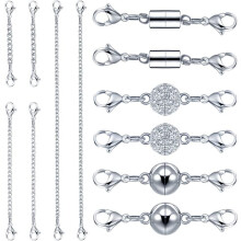 Conjunto de 12 Extensores de Corrente para Colar, Materiais para Fabricação de Bijuterias Femininas (Prateado)