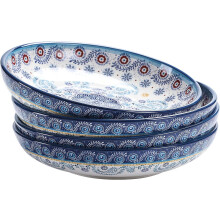 Tunisian Ceramic 35oz Dinner Bowls, Set of 4, for Pasta, Salad, Cereal, Soup & Microwave & Dishwasher Safe