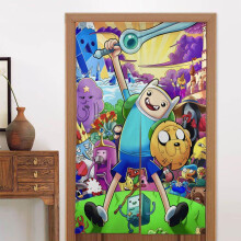 Adventure Time Door Curtain for Doorway, Pattern Print Blackout Privacy Window Curtain, Room Divider Curtain Tapestry Home Decor, 34" W X 56" L