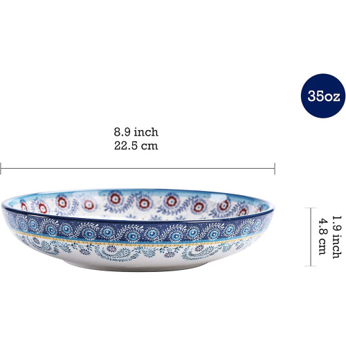 Τυνησιακά κεραμικά μπολ φαγητού 35oz, σετ 4 τεμαχίων, για ζυμαρικά, σαλάτα, 1
