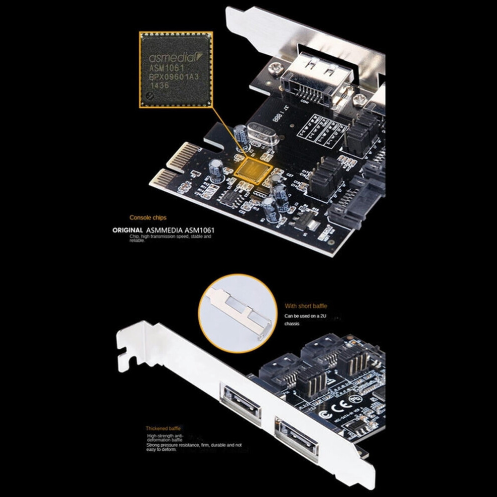 For Pci-E To Sata Expansion Card 2 Ports Sata+E Sata Adapter Card Asm1061 Pci-E To Sata3.0 Adapter Converter 9149926982555