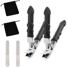 Ergonomic Long-Handle Nail Clippers for Thick Toenails, compatible with Sharp Toe Nail Clippers, w/ File & Travel Case