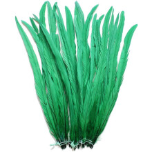 25pcs 16-18" Bleach-Dyed Rooster Coque Tail Feathers, 15+ Colors to Pick Up (Emerald Green)