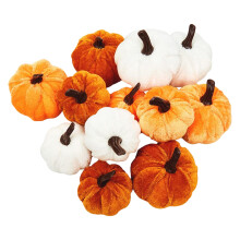 Set di 12 zucche artificiali in velluto UDIYO, decorazioni realistiche per Halloween, feste autunnali, Giorno del Ringraziamento, compatibili con