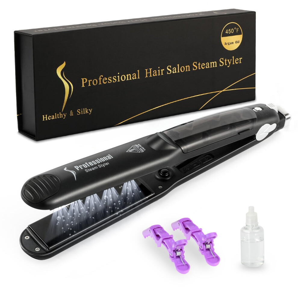 Steam Hair Straightener and Automatic Hair Curler with LCD Control, Ceramic MoistureLocking Design