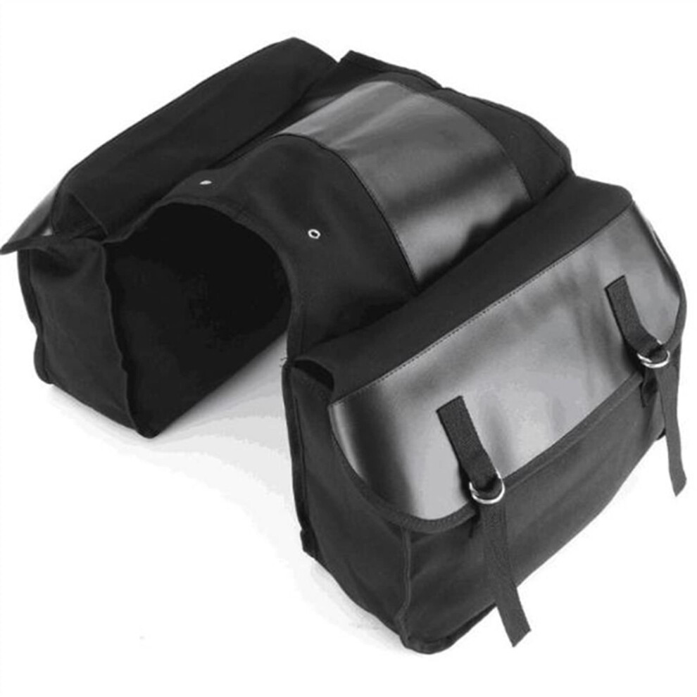 Motorcycle Saddle Bags Canvas Panniers For Shadow 750 Touring Luggage Black 9099447351067