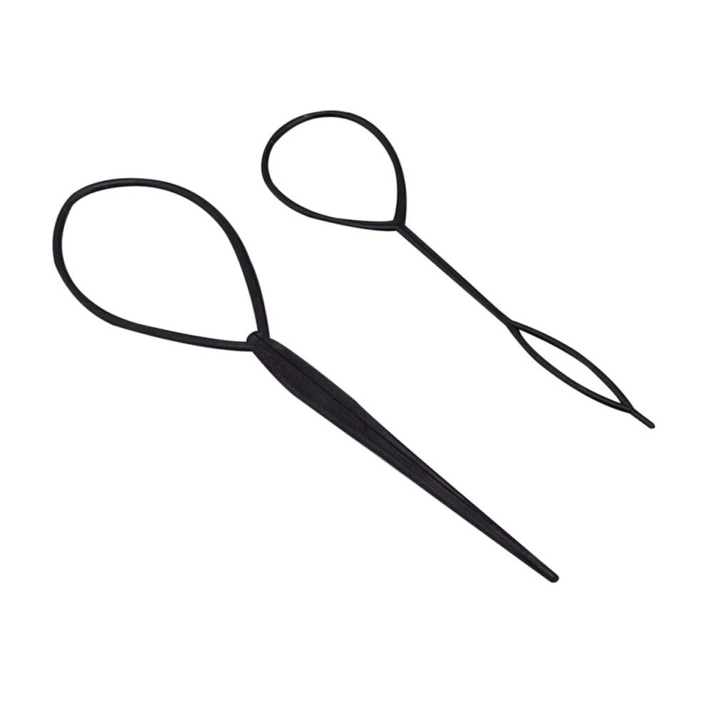Unisex Black Hair Styling Tool Set With Plastic Ponytail Makers, Quick Braid Styling, Gentle Elastic Hold,