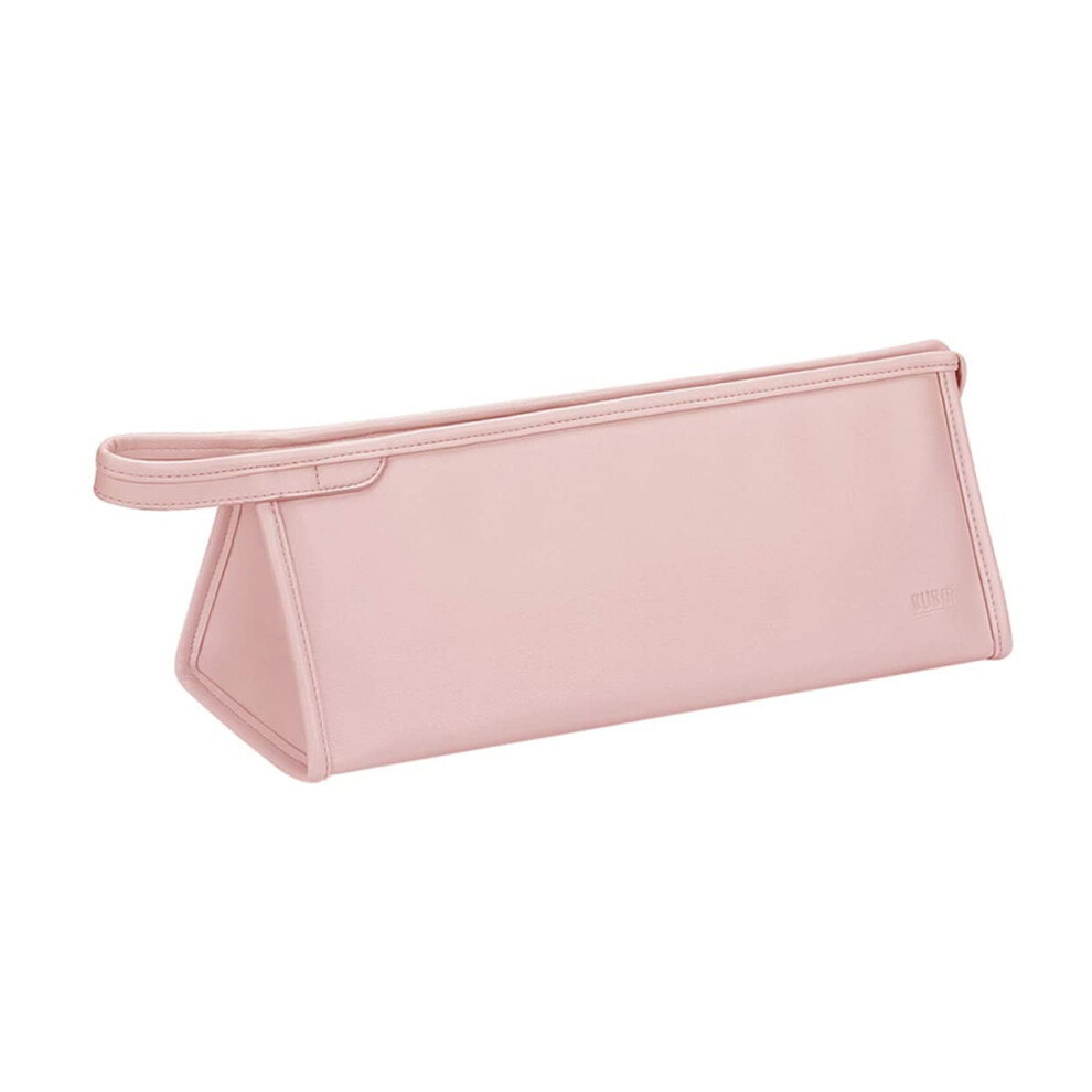Portable Hair Dryer Case with Large Capacity Storage, Pink Leather Travel Bag for Curling Iron