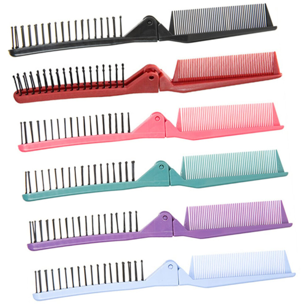 Unisex Hair Comb Set 6Pcs Dualhead Antistatic Travel Styling Combs With Pintail Sectioning Tail