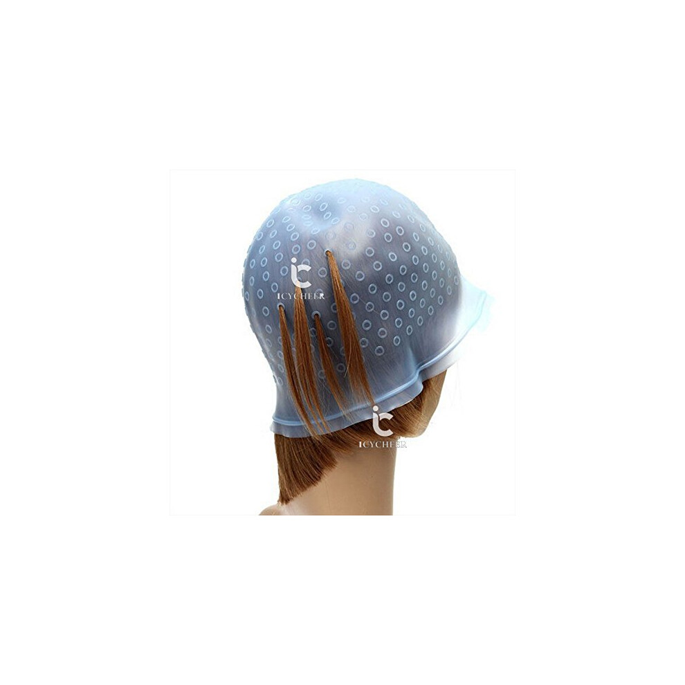 Reusable Silicone Hair Highlighting Cap with Metal Hook for Precise Salon and Home Hair Coloring