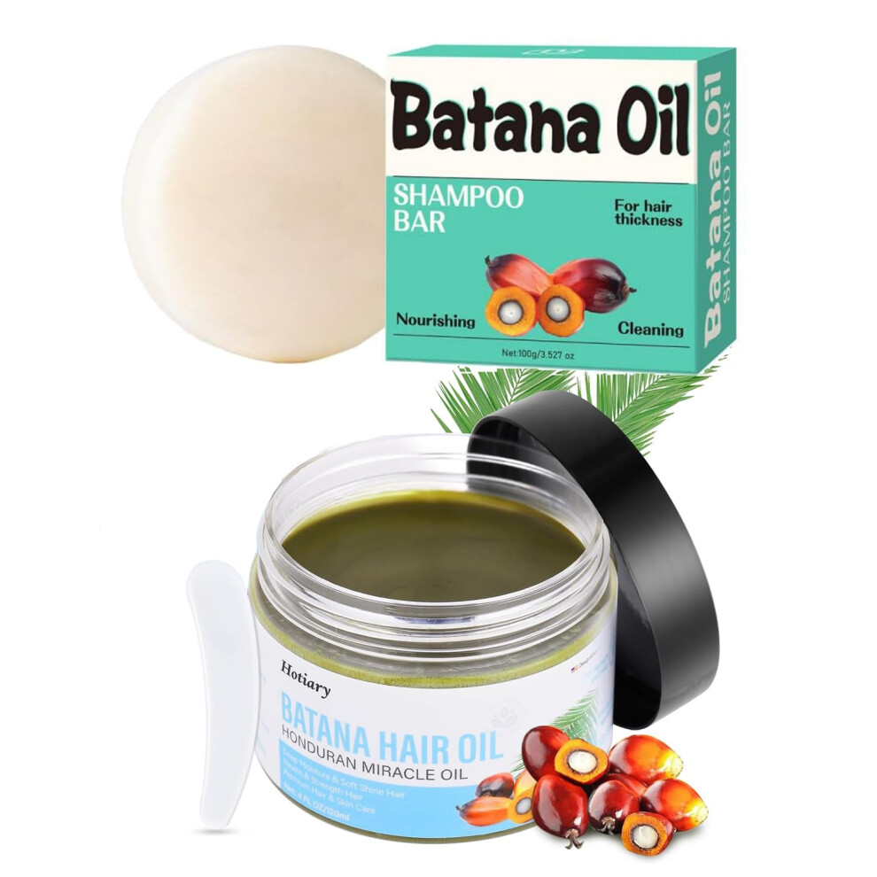 Batana Oil Shampoo Bar and Conditioner Set for Hair Growth, Deep Hydration and Shine Boost