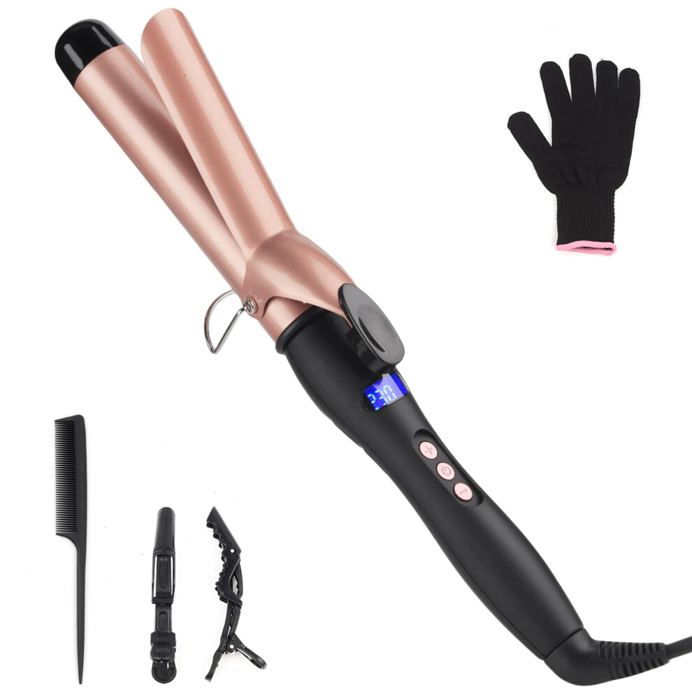 32mm Curling Iron with Clip, Ceramic Hair Curler for Big Curls, Adjustable Temp, Fast Heat Up