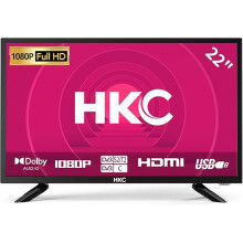 HKC 22 Inch FHD TV, Freeview DVB-T2-C-S2 Dolby Digital Audio, FHD LED Backlighting Display, HDMI VGA PC Audio SCART USB Record Media Player
