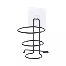 Hair Dryer Holder Wall Mounted Rustproof Adhesive Rack No Drill Bathroom Storage Organizer Black