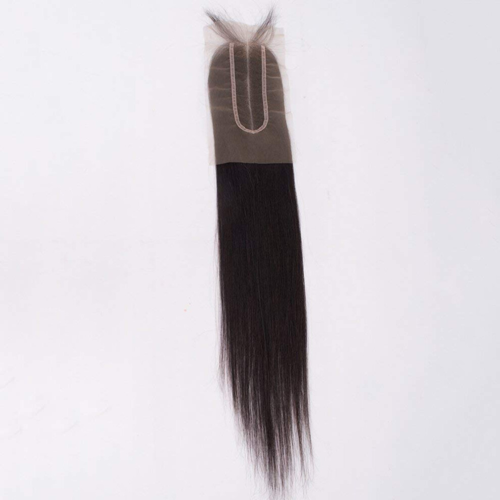 Unisex Brazilian Virgin Hair Closure 2X6 Middle Part Silky Straight Human Hair Lace Frontal 20 Inch