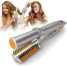 2 in 1 Hair Straightener and Curler with Fast Heat Up, Adjustable Temperature, Pink Rotating Wand