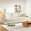 Modern 3 Seat Corduroy Sofa Couches 256cm Beige 1