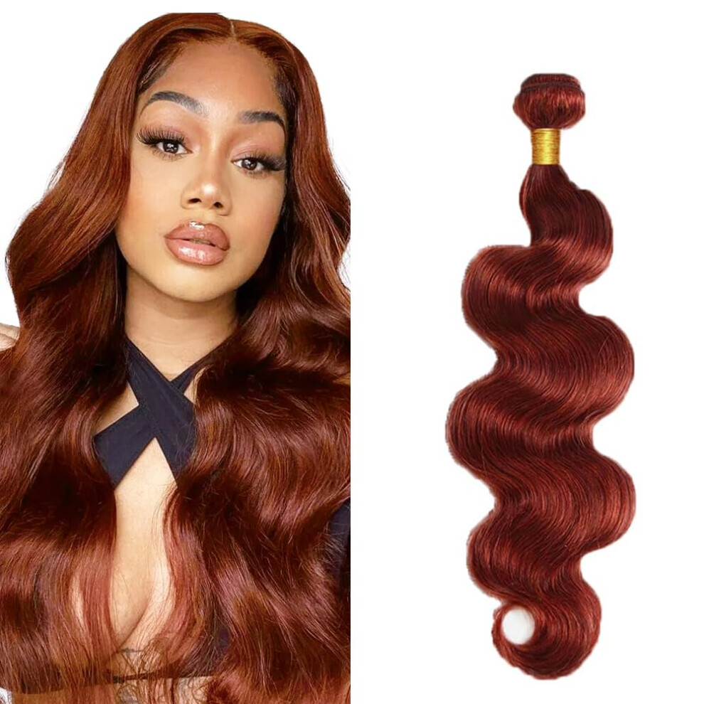 32 Inch Brazilian Virgin Human Hair Body Wave Extensions Color 33 Reddish Brown Copper Tone