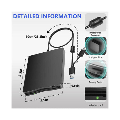 3.5 Inch External Floppy Disk Drive with USB Type-C 1