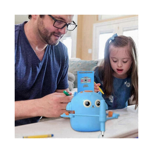 Interactive Educational Drawing Robot, 100 Drawing Cards,Intelligent Drawing Robot, Early Educational Drawing Robot Blue 1