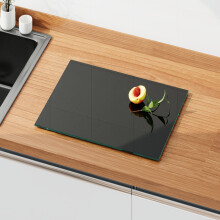 40x30cm Tempered Glass Chopping Board Worktop Saver with Non-Slip Foot Pads, Black