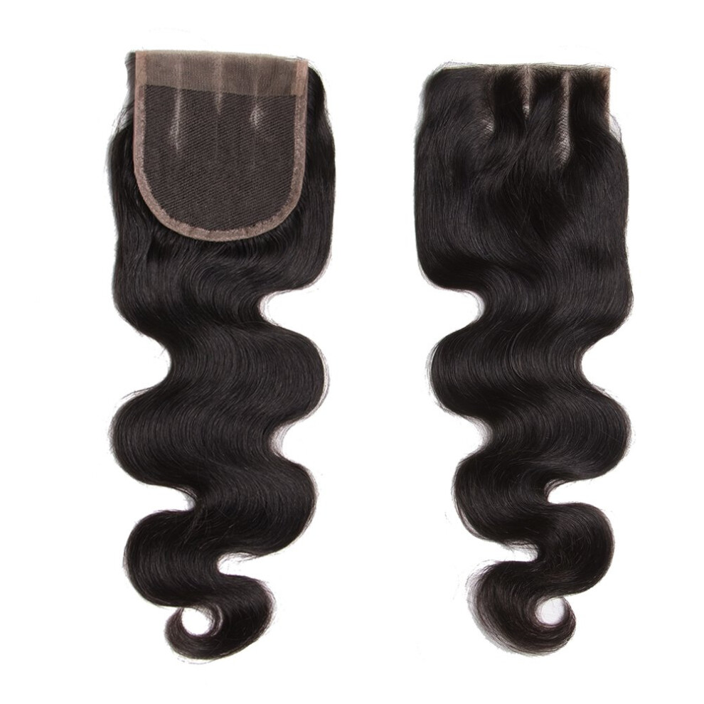 Brazilian Virgin Hair Closure Body Wave 4x4 Three Part 130% Density Lace with Baby Hair