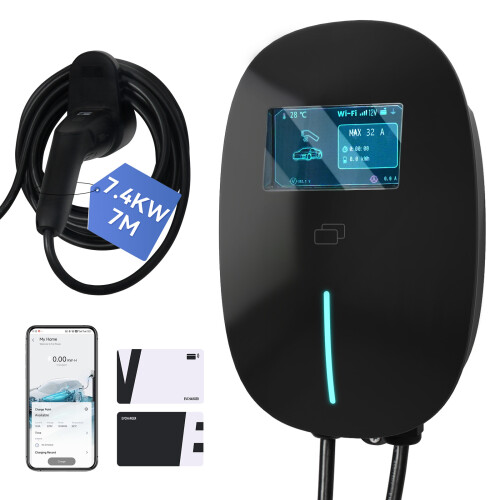 ELECWISH 7kW 32A EV Charging Station With 7m Cable APP UK