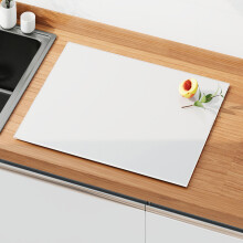 50x40cm Tempered Glass Chopping Board Worktop Saver with Non-Slip Foot Pads, White