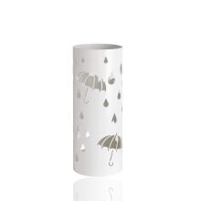 Metal Umbrella Stand with Water Tray Cylindrical Iron 20x50cm for Indoor Outdoor Use