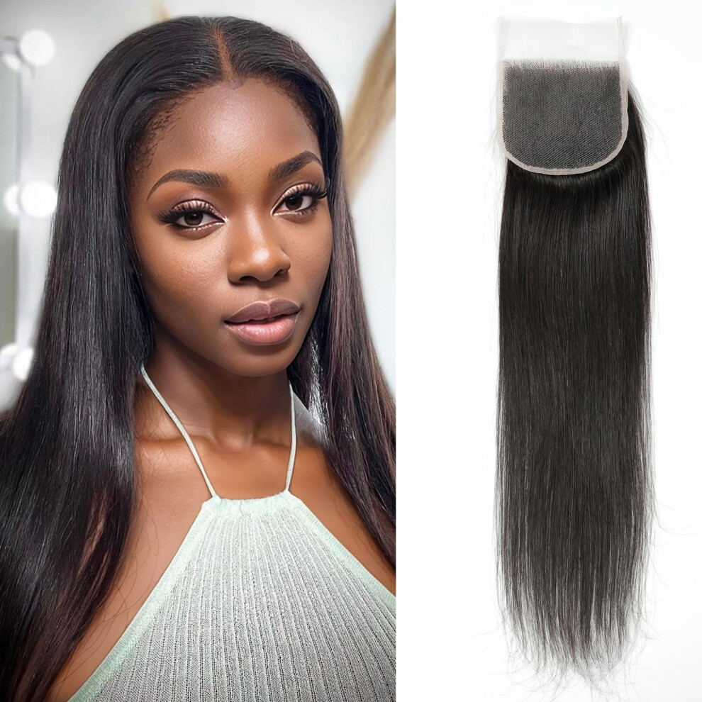 Unisex Hd Lace Closure 18 Inch Straight Brazilian Virgin Hair 4X4 Transparent Undetectable Hairline
