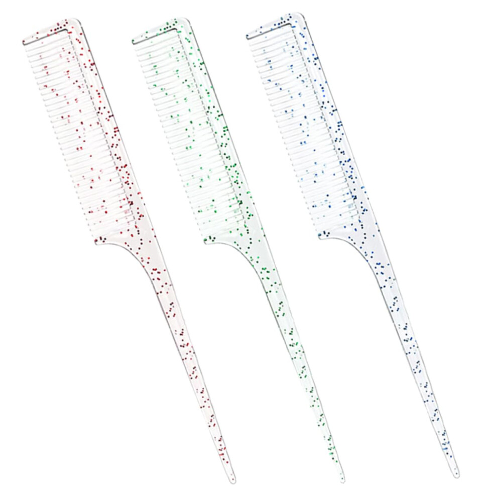 Unisex 3Pcs Tail Comb Set For Precise Hair Sectioning And Styling, Salon And Home Use
