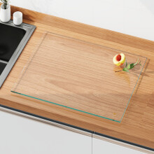 50x40cm Tempered Glass Chopping Board Worktop Saver with Non-Slip Foot Pads, Clear