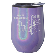 Gobelet à vin sans pied, tasse de voyage à café, verre avec couvercle, cadeau pour assistante juridique superstar licorne drôle (paillettes