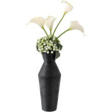 Magas fekete kerámia váza, modern bohém állóváza pampafűhöz, minimalista dekoráció nappaliba, asztalra, könyvespolcra, 28 cm