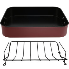 Wekvgz Roasting Pan with Rack, Carbon Steel Nonstick Turkey Roaster Pan with Handle, Heat Resistant Roasting Tray Compatible with Oven for Chicken,