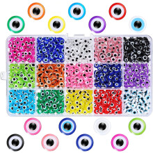 FUYGRCJ900PCS Nazar-Perlen, 6 mm flache runde Augenarmbandperlen, 15 Farben für DIY-Schmuckherstellung