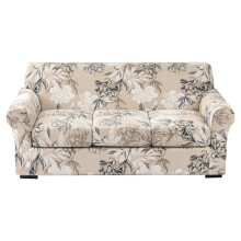 Toorise 4-teiliger Stretch-Sofabezug für 3-Sitzer-Couch, bedruckter Bezug mit 3 Kissenbezügen, waschbar, tier- und kinderfreundlich