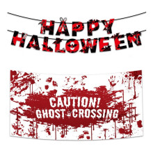 Jacenvly Nowy wystrój domu Dekoracja na Halloween Pociągnij flagę Baner Tło Tkanina Układ Sceny Halloween Wystrój wnętrz Jesienne dekoracje do