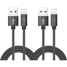 Cábla Fóin Comhoiriúnach, [2 Phacáiste] Corda USB Muirir Thapa Braidithe Níolón 0.6M Athsholáthar do Fhón X8 8Plus7 7Plus