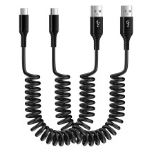Coi USB-C-Kabel (2er-Pack, 1,8 m) – Schnellladekabel für Android Auto im Auto, einziehbares USB-C-auf-USB-A-Datenkabel